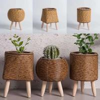 ETA de ratán triangular de alta calidad, con patas desmontables, Eternos de mano, soporte para plantas tejido - details 0