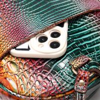 Mochila con patrón de cocodrilo de lujo, mochila escolar clásica de PU para viaje y monedero - details 4