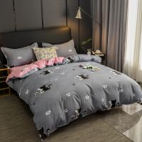 Cubierta de Edredón Moderna y Sencilla con Diseño de Flores a Cuadros para Cama Doble Tamaño King en Color Rosa - details 6
