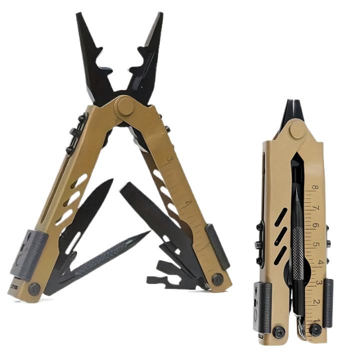 1 herramienta multifuncional retráctil, alicates plegables con botón de bloqueo de seguridad, cuchillo de bolsillo portátil, plegable, bolsa de almacenamiento, para mejoras en el hogar, cortador de alambre, abridor de botellas, supervivencia al aire libre