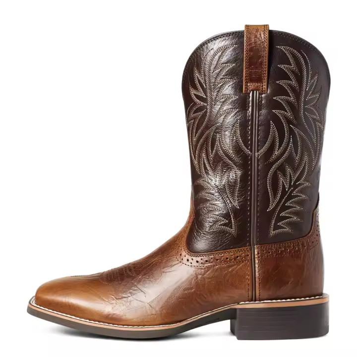Botas vaqueras occidentales de punta ancha con empalme tallado, talla grande - 1
