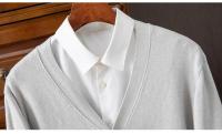 Cardigan de Punto para Hombres Vestido Suelto de Una Botónada con Cuello en V Color Sólido - details 13