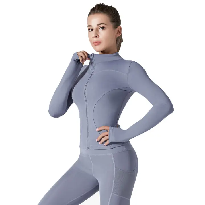 Nuevo 2025 chaqueta deportiva para correr ajustada de manga larga para yoga al aire libre - 1