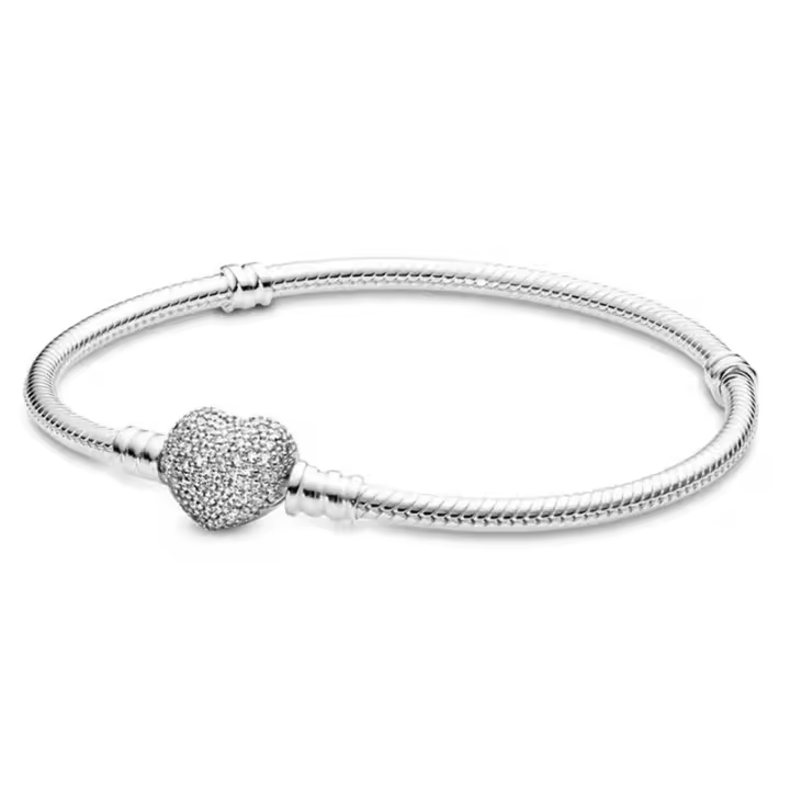 Pulsera con dijes en forma de corazón, colgante de joyería exquisita de plata eterna para mujer - 1