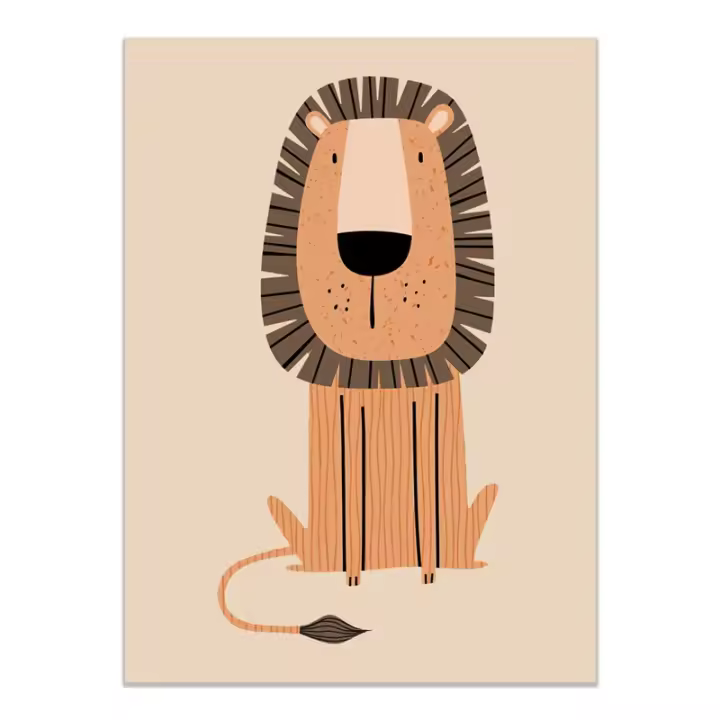 Arte de Lienzo de Animales del Safari JUBEER Póster de Lión, Jirafa, Zebra para Habitación de Niños - 1