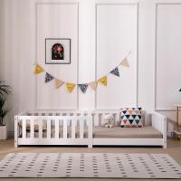 Cama de Madera Maciza de Pino Montessori 90 x 200 cm Blanco Protección contra Caídas y Somier - details 8