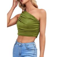 BUNO-2025 Primavera/Verano nueva moda superventas personalidad chica picante Slim Fit cuello asimétrico fuera del hombro camiseta para mujer - details 28
