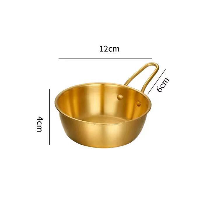 Cuenco de acero inoxidable con asa para cocina, 1 pieza, vajilla coreana para condimentos, salsa, comida dorada y plateada, cuencos para arroz - 1