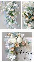Decoración al por mayor de fábrica con flores, arco de flores de seda azul para telón de fondo de boda - details 4