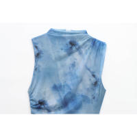 BUNO-moda de verano para mujer, vestido plisado estampado ajustado sexy, vestido largo hasta el tobillo sin mangas con cremallera elegante para mujer - details 3