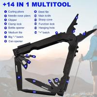 [Alicates multiherramienta 13 en 1] Alicates multiherramienta compactos 13 en 1 - Herramienta plegable portátil de acero inoxidable - Kit de supervivencia al aire libre, camping, pesca, caza con bolsa de transporte - details 2