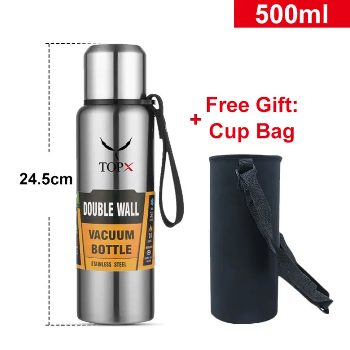 Large-capacity Thermos Cup 304 Stainless Steel Outdoor Portable Mountaineering Sports Water Bottle with Rope500/1500ml - 1