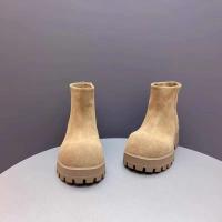 Xinziyu Botas de mujer con plataforma alta y cabeza grande de ante marrón con parte inferior gruesa para invierno - details 6