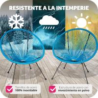 Juego de Sillas de Jardín Exterior Estilo Acapulco Resistente a la Intemperie, Polietileno para Cintas y Patas, Hasta 120kg Negro - details 32