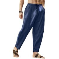 Pantalones de lino y algodón para hombre, ropa de calle transpirable, de Color sólido, informal, para correr, primavera y verano - details 11