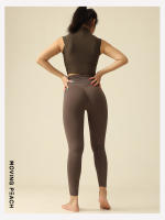 Pantalones largos ajustados de Yoga para mujer, mallas para correr a la moda, color melocotón móvil - details 4