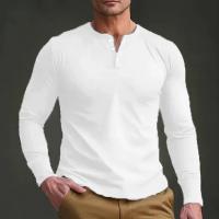 Día del padre Ropa transfronteriza de primavera y otoño Camiseta para hombres europeos y americanos Camisa básica Henry de manga larga para hombres - details 3