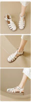 Sandalias romanas tejidas de tacón grueso de verano para mujer, estilo retro - details 0
