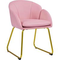 Terciopelo Sillon para Dormitorio Silla para Comedor Cocina Pata Metal Silla Sala de Estar Rosa Claro - details 0