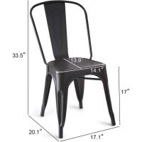 comedor de metal apilables con respaldo para bistró, cocina, interior y exterior, Negro, 51 x 43 x 85 cm - details 2