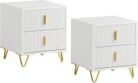 Mesita de Noche Mesa Auxiliar Mobiliario de Salón Moderno con 2 cajones L40xP40xH47 cm ES - details 36
