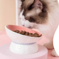 Cuenco de cerámica para gatos, cuenco creativo con boca inclinada para mascotas, base alta, antideslizante, multiusos, cuenco de alimentación para comida de perros, contenedor de agua - details 8