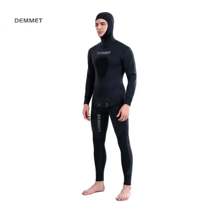 Trajes de neopreno para hombre, traje de neopreno cálido con capucha de 1,5/3MM, traje de baño de camuflaje dividido para caza de peces, snorkeg, surf - 1
