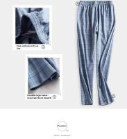 Conjunto de pijamas de algodón para hombre, cárdigan de manga larga para otoño e invierno, modelos de ropa de casa de talla grande para hombre, ropa de dormir a cuadros, 2 unids/set - details 8