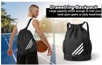 Hombres y mujeres bolsillos laterales dobles mochila deportiva con cordón bolsa de cordón, la escuela, la aptitud, bolsa de cordón, de gran capacidad, ligera, versátil, húmeda y seca, bolsas de baloncesto de fútbol, ​​mochilas de senderismo - details 2