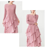 Vestido de primavera Miyake para mujer, aspecto sofisticado, cintura delgada, con bordes con volantes y mangas largas con elegancia. - details 14