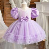 Vestido de Princesa Rosa de Esponja Primera Comunión Aniversario de Niño Fiesta de Boda - details 15