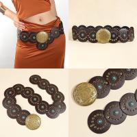 Cinturón de disco bohemio ancho exagerado con remaches, pretina de cuero occidental ajustable Y2k turquesa para mujer, cinturón Vintage para chica picante - details 22