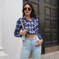 Camisa de Verano Azul a Cuadros Top Elegante para Mujer Moda Joven Novedad 2024 - details 3