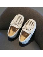 Zapatos casuales de moda para niños, zapatos planos sin cordones para niños, Color sólido, novedad de 2025, mocasines para niños con agujeros de PU antideslizantes simples y suaves - details 12