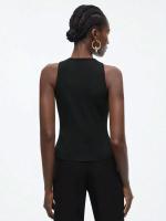 Camiseta casual negra sin mangas para mujer, top Y2K, regalo para mujer - details 1