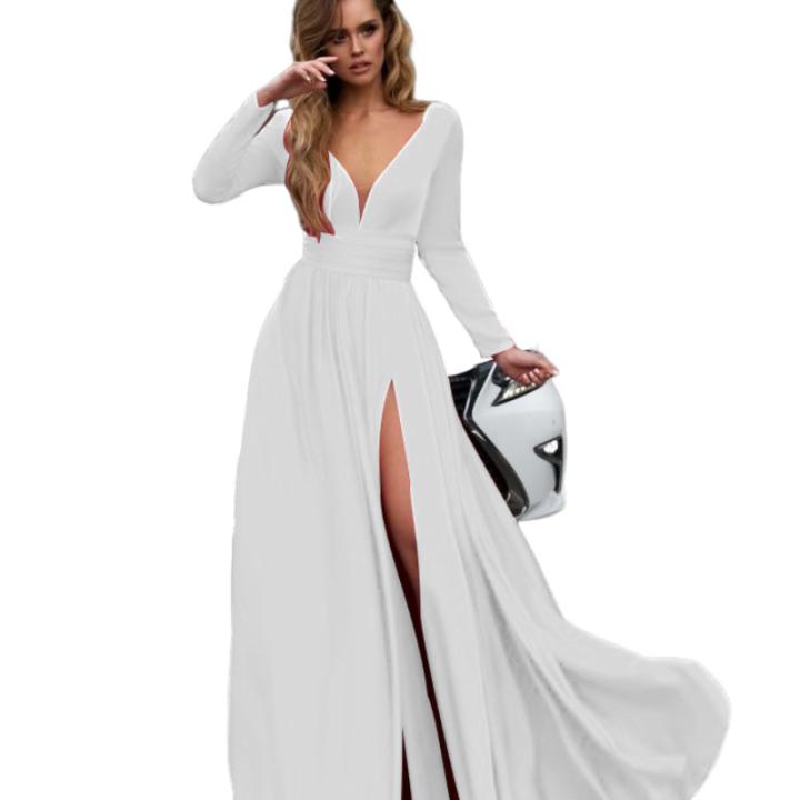 Vestido De Noche Maxi Con Abertura Lateral Y Tirantes Finos - Ideal Para Cóctel, Boda Y Fiesta (95% Poliéster + Elastano)