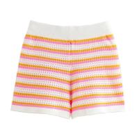 Top elegante de media manga con solapa para mujer, conjunto corto de cintura alta, camisa con estampado de rayas, pantalones cortos, traje a rayas a la moda para mujer - details 16