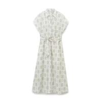 Vestido casual chic con detalle de corte y lazo en la cintura, bordado floral OUWU, primavera verano 2025, de día a fiesta. - details 1