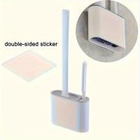 Cepillo De Limpieza De Inodoro De Silicona, 1 ud., Cepillo De Inodoro Montado En La Pared Sin Perforaciones Con Caja D - details 6