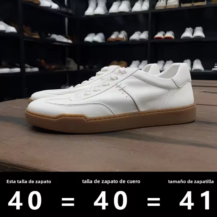 Zapatos hechos a mano con capa superior de cuero vacuno, zapatos blancos pequeños - 1
