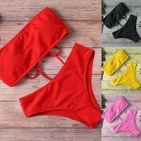 Bikinis sexis unicolor, Bikini Push Up, gran oferta, sujetador acolchado con tirantes, traje de baño de cintura alta, traje de baño femenino, Bikini para mujer 2024 - details 1