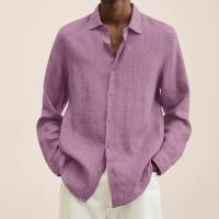 Camisa Larga De Manga Para Hombre Estilo Casual Color Sólido Cuello En V Talla Grande Algodón Hombres Ropa De Otoño - details 11
