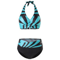 Conjunto de bikini de realce para mujer, traje de baño de rayas con cuello Halter, cintura alta, ropa de playa - details 4