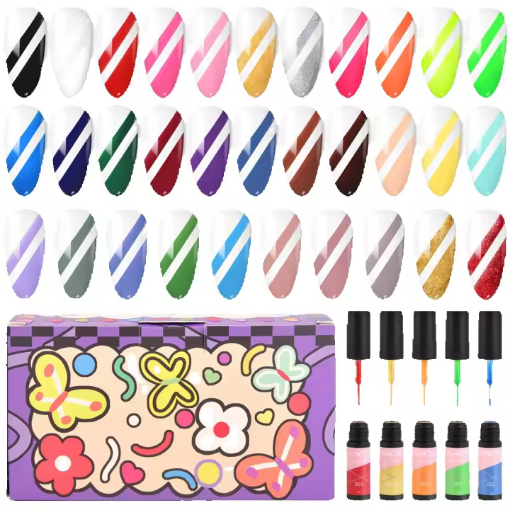 Kit de Esmalte de Uñas KADS con Línea de Gel en 32 Colores para Diseño de Manicura DIY en Salón de Uñas con Embalaje - 1