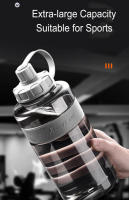 Botella de agua grande de 2 litros con pajita, 2L/1.5L/1L/0.6L, gran capacidad, para escuela, gimnasio, deportes, sin BPA, Fitness - details 0