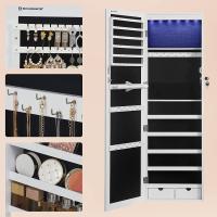 Luces LED y Cierre, Organizador Almacenamiento Pendiente Collar, Espejo y Varios Compartimentos, Blanco JBC93W - details 6
