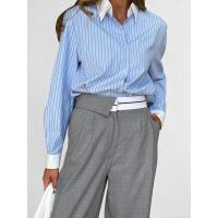 Pantalones holgados rectos grises informales de cintura alta para mujer primavera otoño - details 6