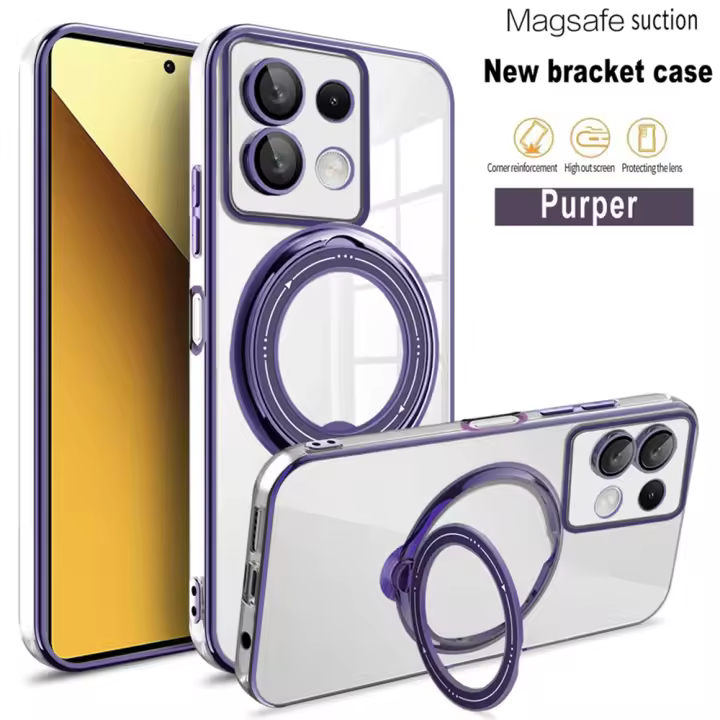 Funda de TPU suave transparente pura para Xiaomi Redmi Note 13, 12, 11, Mi 14 Pro, 11T, 12T, 13T, soporte MagSafe, cubierta de electroplaca ligera - 1