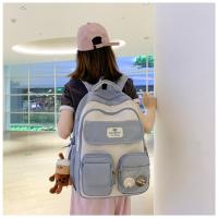 Nueva y bonita versión coreana de la mochila del campus ins para estudiantes femeninas de primaria y secundaria de gran capacidad, mochila ancha con correa para el hombro fuerte y duradera. - details 15