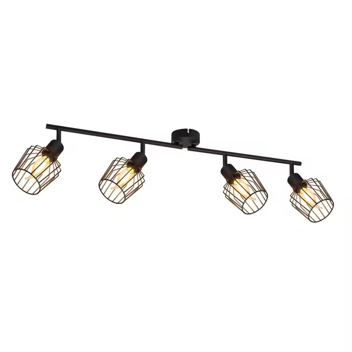 CBJKTX 4 E14 Focos de techo - Metal, 350 °   Lámpara de pasillo industrial giratoria, lámpara de pared para pasillo y sala de estar, negra - 1